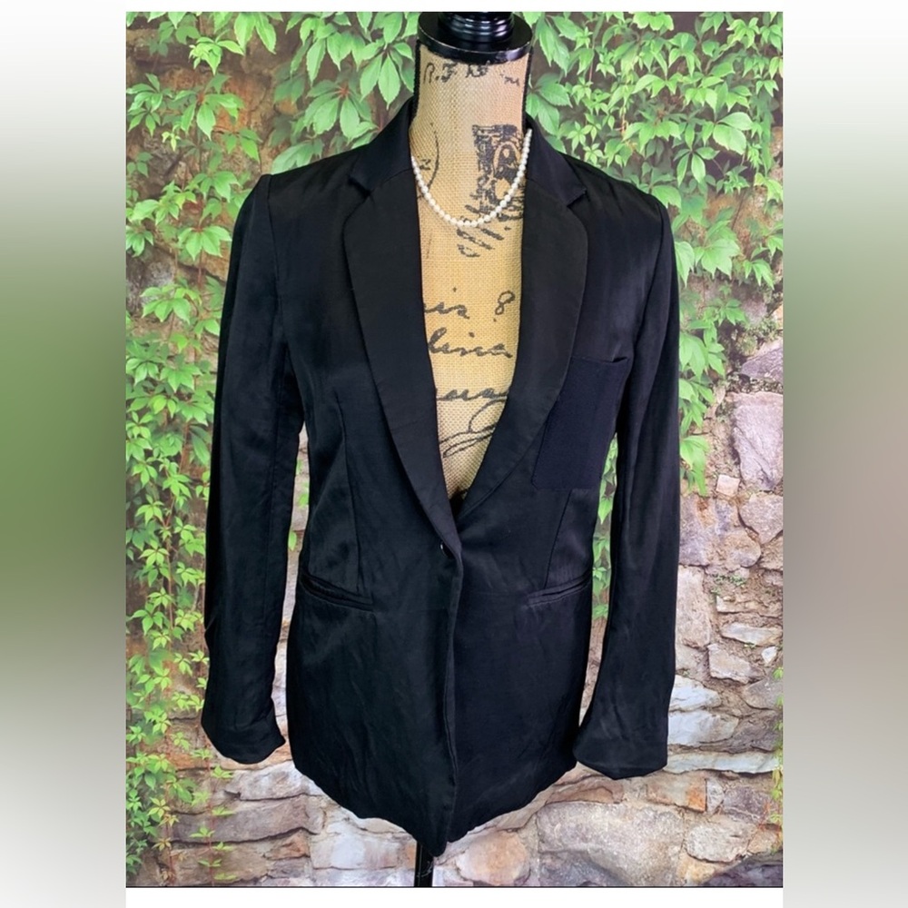 SANDRO PARIS Black Single Button Jacket, FR 36/US 6